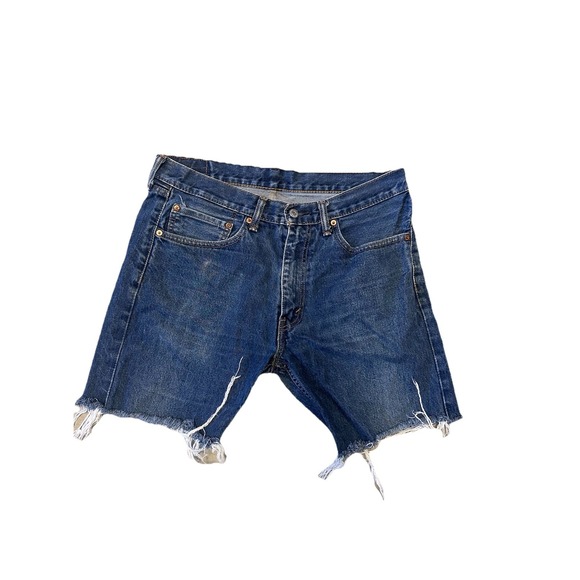 Levi's Other - Levi's 505 Shorts Womens 34 Blue Cut Off Distressed Denim Frayed Hem Y2K Summer